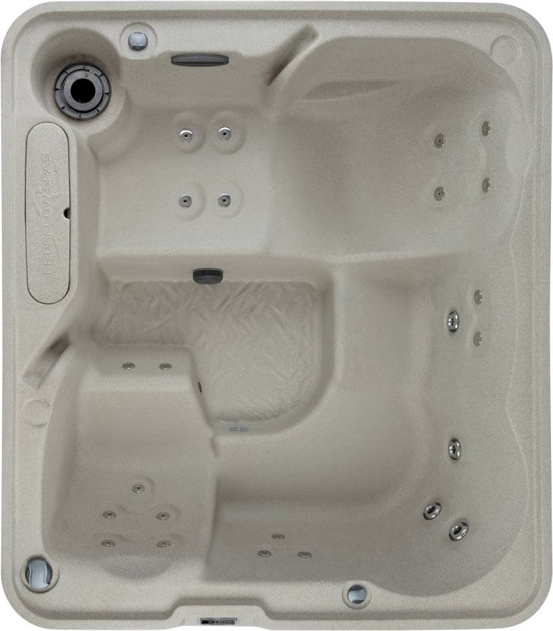 Overhead view of an entry level priced hot tub