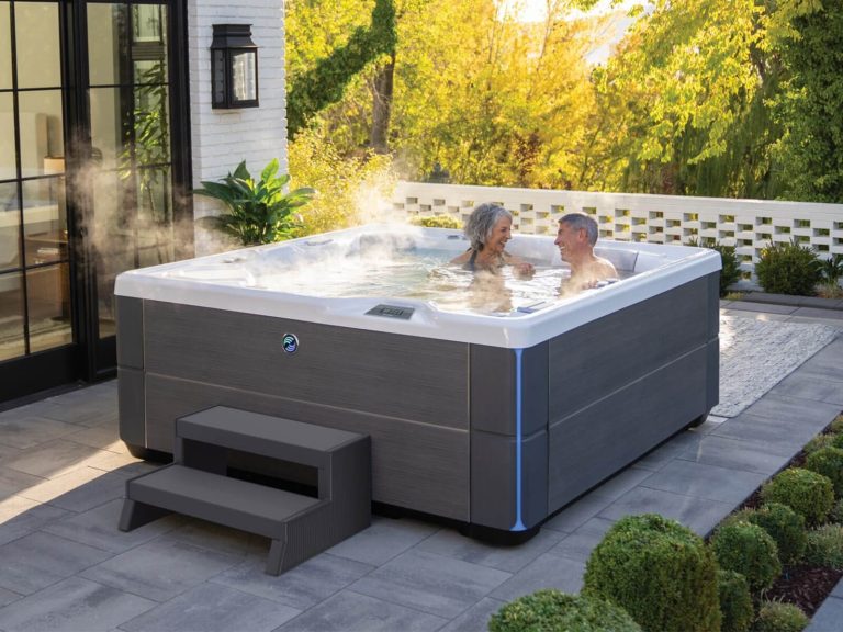 Image of a couple relaxing in a hot tub.
